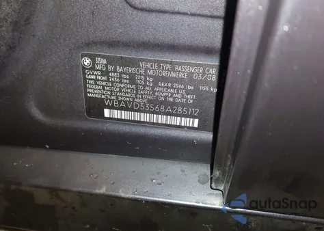 2008 BMW 335Xi z USA, uszkodzony, nr VIN WBAVD53568A285112